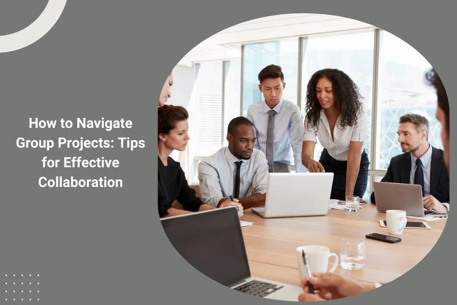 Students collaborating on a group project around a table